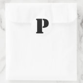 Stencil Alphabet von Janz Letter P White Runder Aufkleber (Tasche)