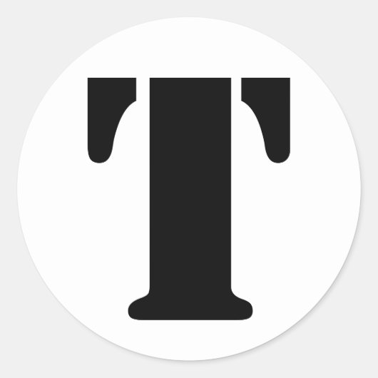 Stencil Alphabet von Janz Letter T White Runder Aufkleber (Vorderseite)