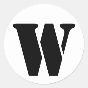 Stencil Alphabet von Janz Letter W White Runder Aufkleber