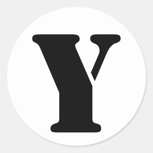Stencil Alphabet von Janz Letter Y White Runder Aufkleber (Vorderseite)