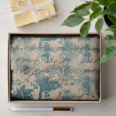 Stencil-Blume, Bienen und Schreiben auf Tan-Dekoup Seidenpapier (Geschenk)