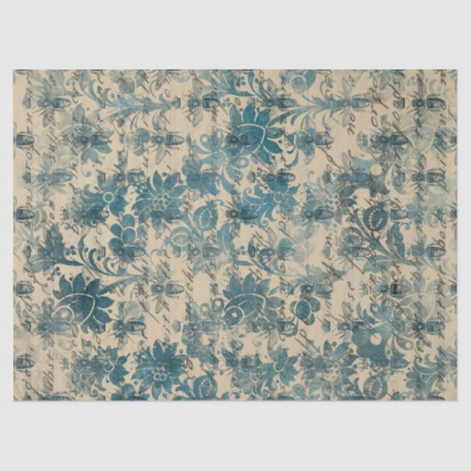 Stencil-Blume, Bienen und Schreiben auf Tan-Dekoup Seidenpapier (Vorderseite)