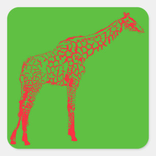 Stencil Giraffe Kontur Wrapping Paper Quadratischer Aufkleber