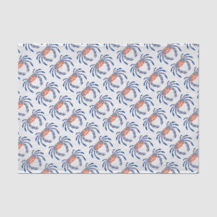 Stencil Maryland Blue Crab in Blue und Coral Seidenpapier