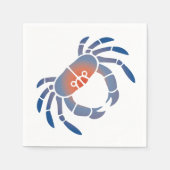 Stencil Maryland Blue Crab in Blue und Coral Serviette (Vorderseite)