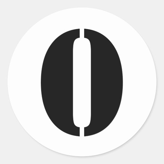 Stencil Numbers by Janz Number 0 Zero White Runder Aufkleber (Vorderseite)