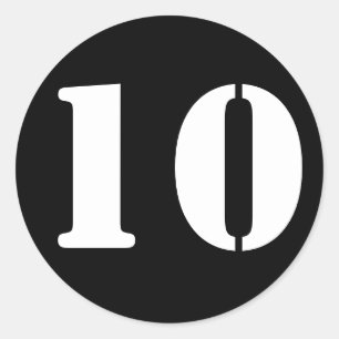 Stencil Numbers von Janz Number 10 Zehn Black Runder Aufkleber