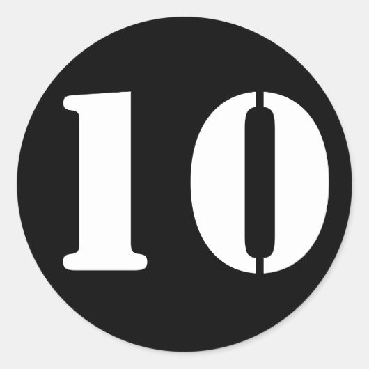Stencil Numbers von Janz Number 10 Zehn Black Runder Aufkleber (Vorderseite)