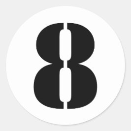 Stencil Numbers von Janz Number 8 Acht White Runder Aufkleber