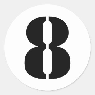 Stencil Numbers von Janz Number 8 Acht White Runder Aufkleber