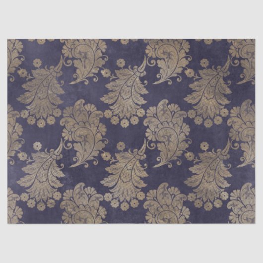 Stencil Peacock Feathers auf Lila Decoupage Seidenpapier (Vorderseite)