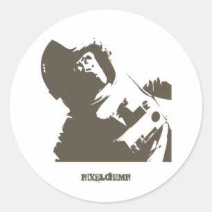 Stencil Space Chimp Runder Aufkleber