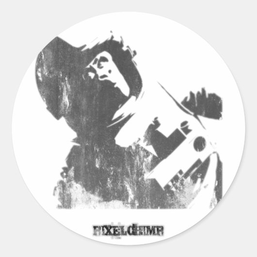 Stencil Space Monkey Spray Runder Aufkleber (Vorderseite)