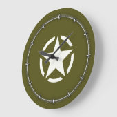Stencil Vintag auf Khaki Green Große Wanduhr (Winkel)