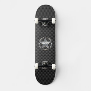 Stencil Vintag Tag Carbon Fibre Style Skateboard