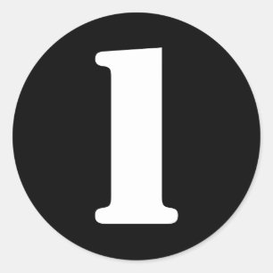 Stencil Zahlen von Janz Nummer 1 Eins Schwarz Runder Aufkleber