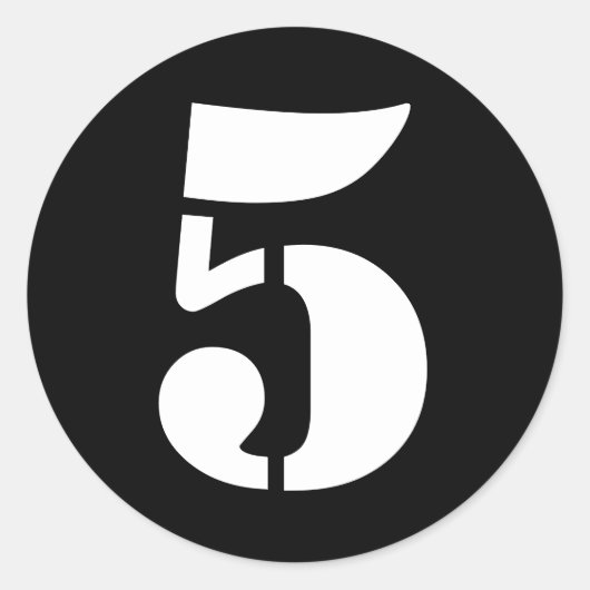 Stencil Zahlen von Janz Nummer 5 Five Black Runder Aufkleber (Vorderseite)