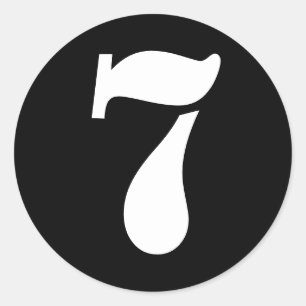 Stencil Zahlen von Janz Zahl 7 Sieben Schwarz Runder Aufkleber