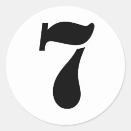 Stencil Zahlen von Janz Zahl 7 Sieben White Runder Aufkleber