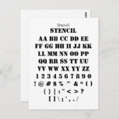 Stencil - Zazzle-Schriftart-Musterblatt Postkarte (Vorne/Hinten)