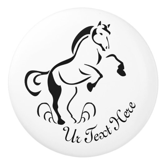 Stenciled Black Horating with Dust Wirbel Keramikknauf (Vorderseite)