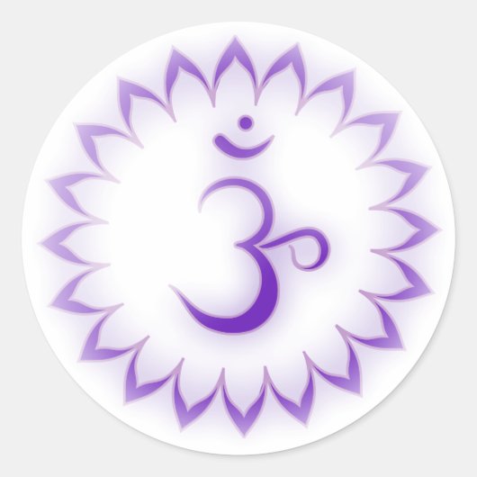 "Stenciled" Crown Chakra - Sahasrara Runder Aufkleber (Vorderseite)