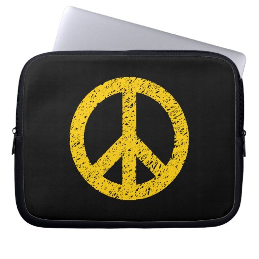 Stenciled Peace Symbol - Amber on Blk Laptopschutzhülle (Vorderseite)