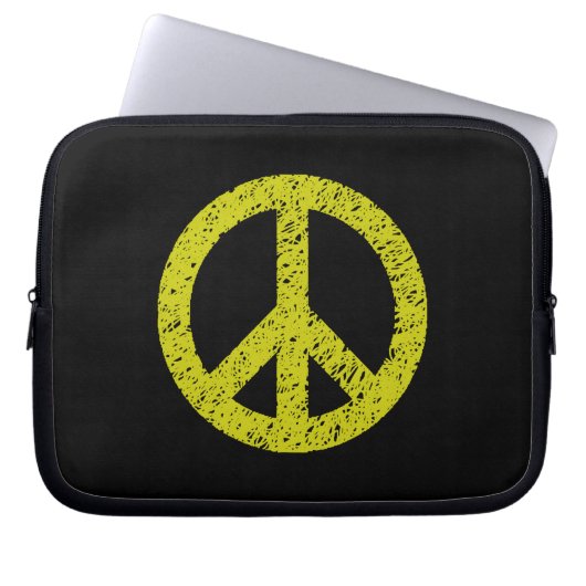 Stenciled Peace Symbol - Banana on Blk Laptopschutzhülle (Vorderseite)