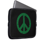 Stenciled Peace Symbol - Dk Grn on Blk Laptopschutzhülle (Vorne Rechts)