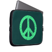 Stenciled Peace Symbol - Mint Grn on Dk Grn Laptopschutzhülle (Vorne Rechts)