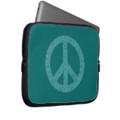 Stenciled Peace Symbol - Ocean Grn on Aquamarin Laptopschutzhülle (Vorne Rechts)