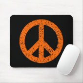 Stenciled Peace Symbol - Orange auf Black Mousepad (Mit Mouse)