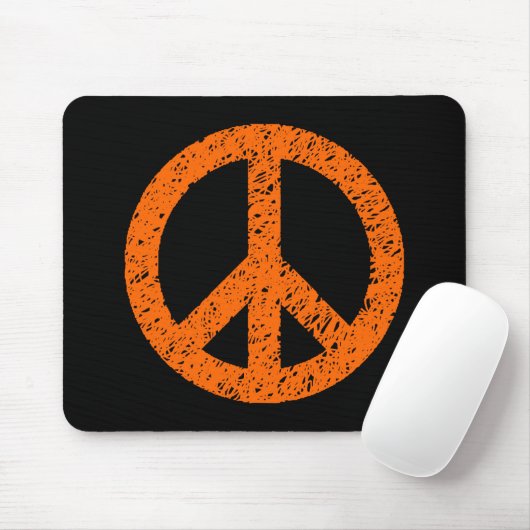 Stenciled Peace Symbol - Orange auf Black Mousepad (Mit Mouse)