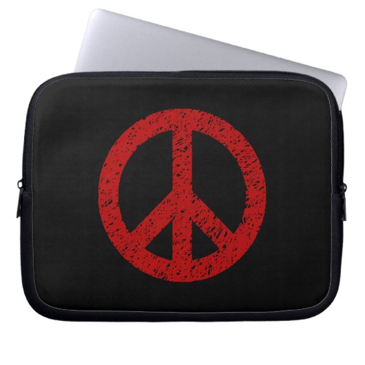 Stenciled Peace Symbol - Ruby on Blk Laptopschutzhülle (Vorderseite)