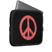 Stenciled Peace Symbol - Tropical Pink on Blk Laptopschutzhülle (Vorne Rechts)