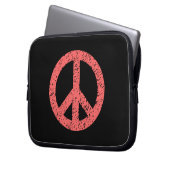 Stenciled Peace Symbol - Tropical Pink on Blk Laptopschutzhülle (Vorderseite Links)