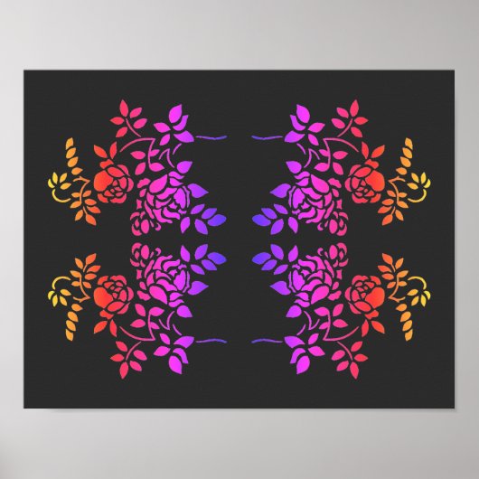 Stenciled Rose Blume Abstrakt Colors Poster (Vorne)