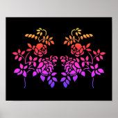 Stenciled Rose Blume Abstrakt Colors Poster (Vorne)