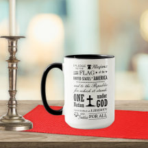 Stenciled Vintag Pledge of Allegiance Coffee Tasse