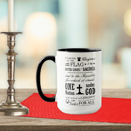 Stenciled Vintag Pledge of Allegiance Coffee Tasse