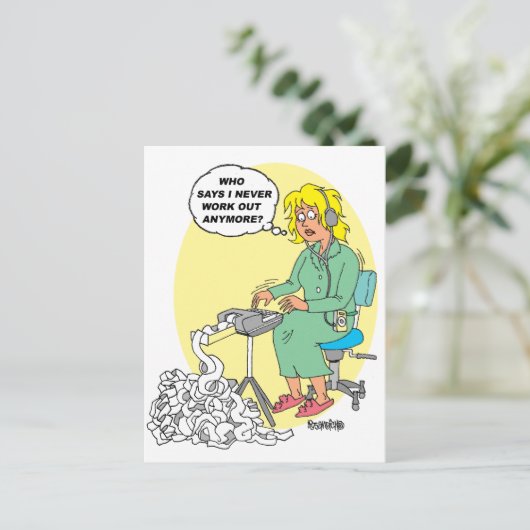 Stenographer Cartoon Postkarte (Stehend Vorderseite)