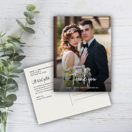 Stently Elegant Foto Wedding Vielen Dank Postkarte