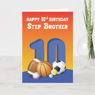 Step Brother 10. Geburtstag Sportbälle Karte