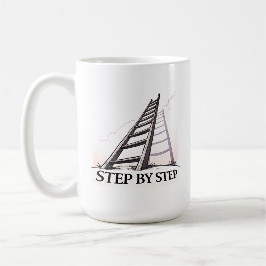 Step by Step – Minimal Motivational Quote  Kaffeetasse (Links)