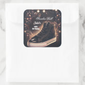 Step Chic Shoe Girl Sweet 16 Sneaker Ball Geburtst Quadratischer Aufkleber (Tasche)