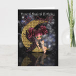 Step Daughter Magical Birthday niedlicher kleiner  Karte<br><div class="desc">Step-Tochter Magical Birthday niedliche Mond Fee am Mondschein</div>