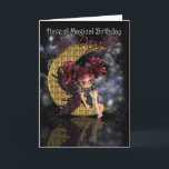 Step Daughter Magical Birthday niedlicher kleiner  Karte<br><div class="desc">Step-Tochter Magical Birthday niedliche Mond Fee am Mondschein</div>