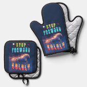 Step Forward Boldly Ofenhandschuh & Topflappen-Set (Vorderseite/Rückseite)