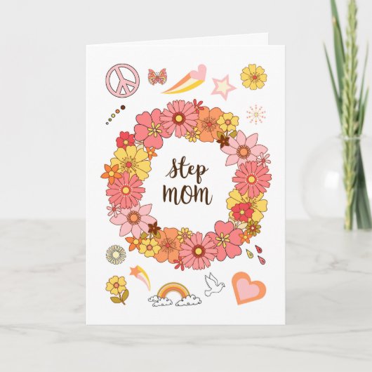 Step Mama Mother's Day Floral Peace and Liebe Karte (Vorderseite)