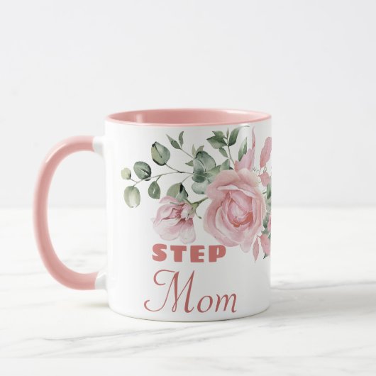 Step Mom Year Established Custom Pink Roses Tasse (Links)